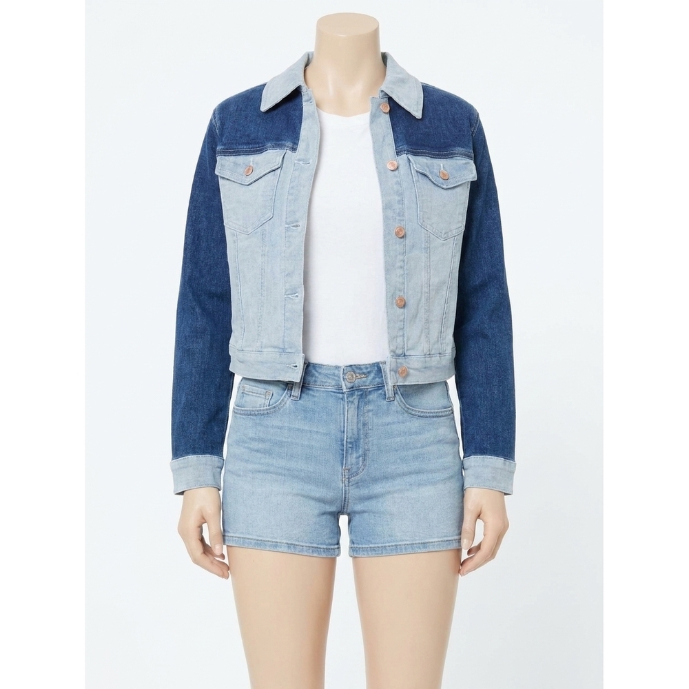 NEW JUDY BLUE color block denim jacket in blue